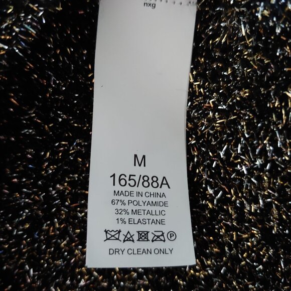 Kate Spade Womens Short Cap Sleeve Sparkly Glitter Mock Neck Top M - Picture 9 of 9